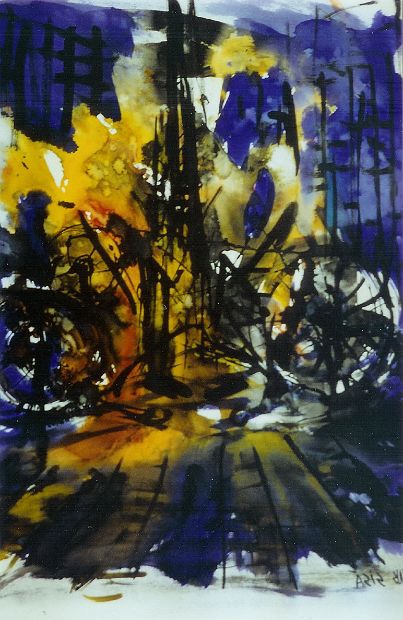 VERKEHR, Lichtentwurf, Aquarell, 64 x 50 cm